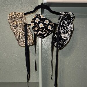 Set of 3: Floral, Leopard, Daisy Print Scrub Caps
